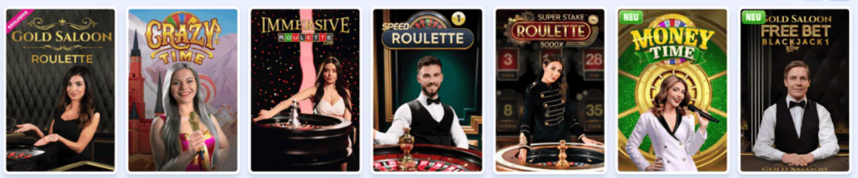 Juegos de casino y mesas con crupier en vivo dentro de Onlyspins Casino